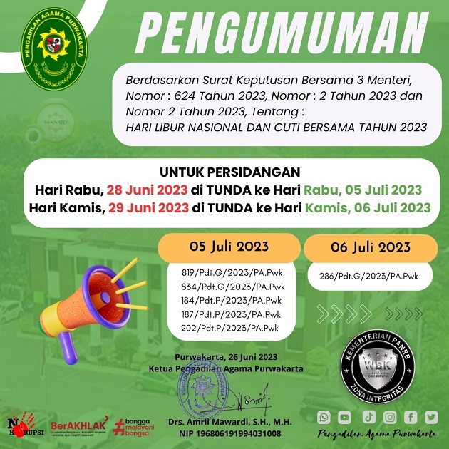 pengumuman tunda sidang cuti idul adha